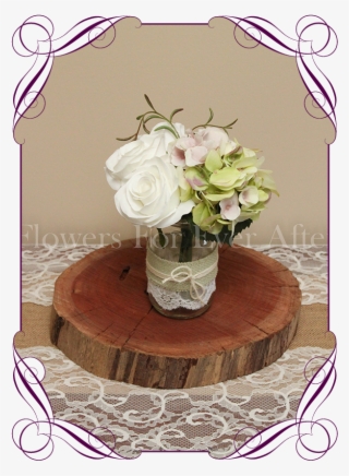 White Rose Green Hydrangea Rustic Style Silk Artificial - Peonies Baby's Breath Mason Jar