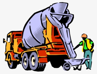 Vector Illustration Of Construction Industry Heavy - Cement Truck Clip Art