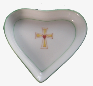 Hand Painted Porcelain Holiday Heart - Cross
