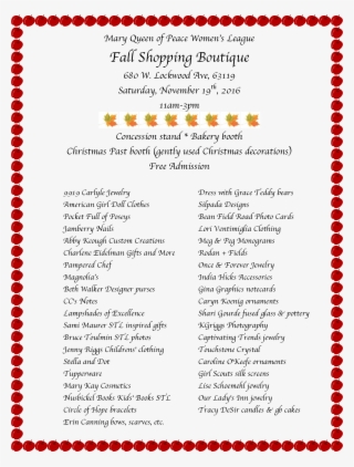 Women's League Fall Shopping Boutique November 19th - Activity Some Or Any