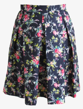 Black Floral Hartley Skirt Knee Length Pleated Skirt