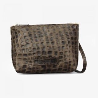 Cross Body Croco Printed Leather Grey - Shabbies