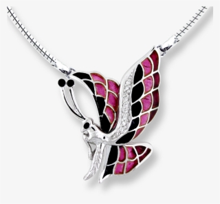 Nicole Barr Designs Sterling Silver Butterfly Necklace-red - Locket