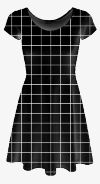 Black Grid Skater Dress - Vestido Xadrez De Manga Curta