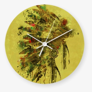 Native American Headdress Art Printed Wall Clock