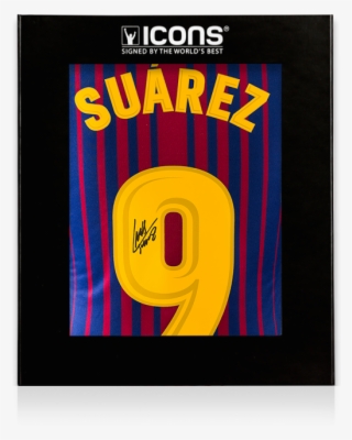 Luis Suarez Back Signed Fc Barcelona 2017-18 Home Shirt - Signed Barcelona Merch