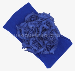 Tiara Faixa De Cabeça Renda Renascença Flor Azul Royal - Blue