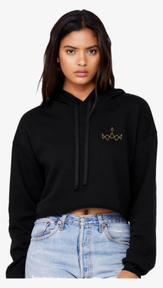 Black Cropped Fleece Hoodie - Bella Canvas Women's Cropped Fleece Hoodie 7502
