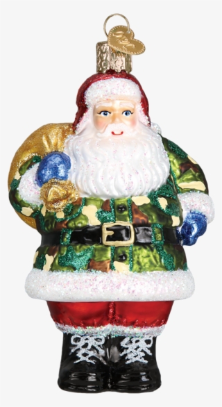 Get Ready With Our Camo Santa Ornament - Old World Christmas