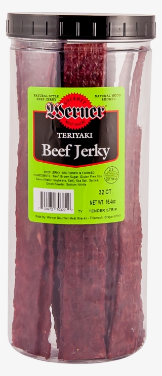Tender Strip Teriyaki Beef Jerky - Werner Shredded Beef Jerky Chew 0.32 Oz Each | Retro