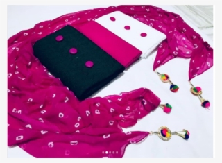 Dual 2 Top Chicken Work Cotton Suit Un-stitched Material - Shalwar Kameez