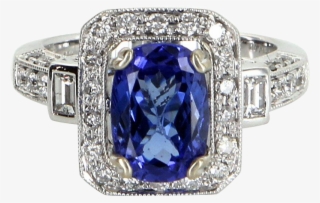 Tanzanite Diamond Cocktail Ring Vintage 14 Karat White - Pre-engagement Ring