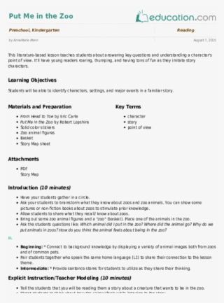 Lesson Plan About Parts Of The Plants