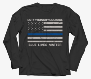 Image Of Blue Lives Matter Police Flag T Shirt - Fitness Is My Lifestyle - Long Sleeve Black S