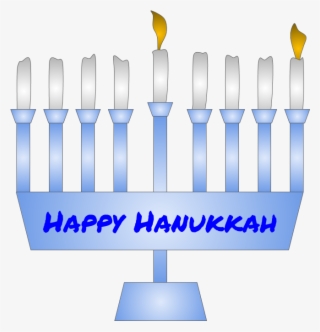 Menorah, Hanukkah, First Night Candle Lit, Blue, Png - Menorah