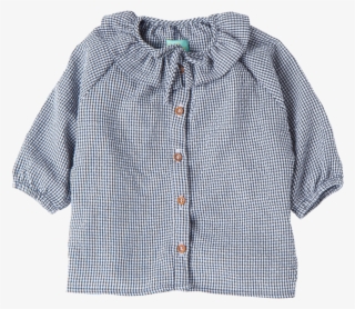 Black And White Seersucker Ruffle Collar Blouse - Ruffle