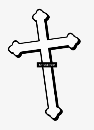 Christian Cross - Elegant Christian Cross Oval Sticker