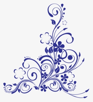 Blue Swirl W Flowers - Blue Wedding Border Png
