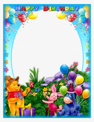 Happy Birthday Frame With Winnie The Pooh - Happy Birthday Photo Frame Download