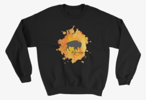 Wyoming Watercolor Burst Bison Sweatshirt - Ohio Watercolor Flower Home State Unisex Sweatshirt