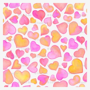Watercolor Hearts In Pink And Yellow - Heart