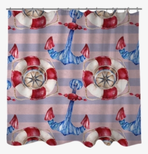 Seamless Pattern With Lifebuoy, Anchor And Compass - Patchwork