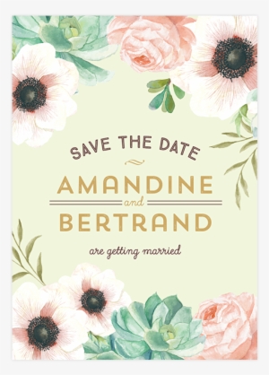 Invitation Mariage Personnalise Fleurs Pink Mint Bouquet - Personalised Botanical Wedding Invitation