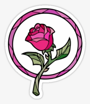 Jpg Download Stained Glass Sticker By Keith Pierce - Beauty And The Beast Rose Design