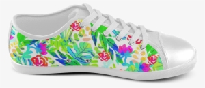 Cute Tropical Watercolor Flowers Women's Canvas Shoes - Slip-on Shoe