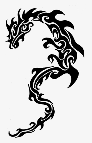Tribal Dragon Design Black And White - Dragon