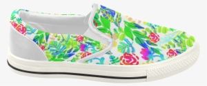 Cute Tropical Watercolor Flowers Women's Slip-on Canvas - Slip-on Shoe