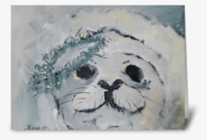 White Seal Greeting Card - Himalayan