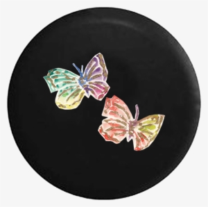 Pair Of Butterflies Watercolor Painted Glitter Look - Snow Plum