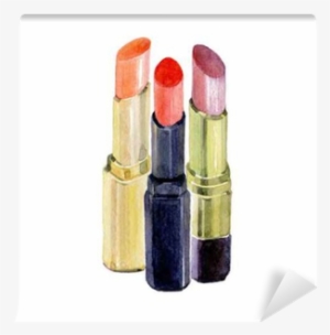 Watercolor Lipstick Isolated On A White Background - Cosmetics