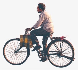 Person Riding Bike Png - Indian Man Riding Bicycle