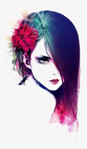 Ftestickers Watercolor Woman Model Portrait Colorful