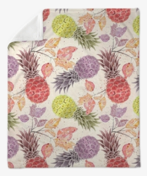 Colorful Pineapples, Watercolor Sprigs On A Light Beige - Watercolor Painting