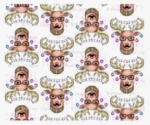 Christmas Reindeer Hipsters Watercolor Lights Hipster - Quadro A3 Moustache Deer