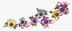 Vintage Flower Border Rimedia - Pansy Clip Art