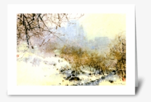 Central Park In Snow By Chen Chi Greeting Card - Central Park