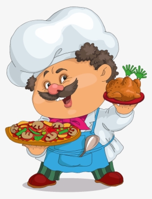 The Fat Big Uncle Catering Trade Chef Cartoon Background - Пиццей На Прозрачном Фоне