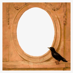 Oval Frame Digital Crow Vintage Decorative - Clip Art
