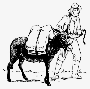 Man And Donkey 2 Icons Png - Donkey And Man Drawing