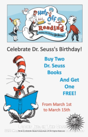 Banner Freeuse Library Hats Off To Reading Happy Birthday - Cat In The Hat Reading Books
