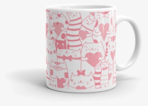 Heart You Multi-pattern Cat Pink And White Mug - Moiko Silk Screen – 7.15