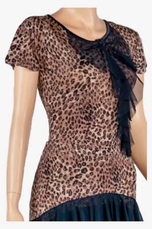 Leopard Print Frill Short Sleeves Blouse - Blouse