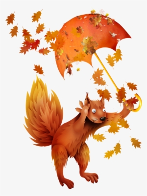 Forgetmenot Autumn Squirrels - Illustration