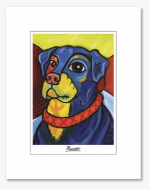 Rottweiler Pawcasso Matted Print - Dobermann