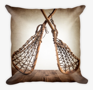 Vintage Lacrosse Sticks Crossed Square Pillow - Lacrosse Stick