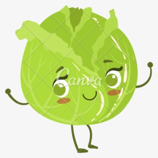 Kawaii Icons By Canva - Cute Cabbage Cartoon